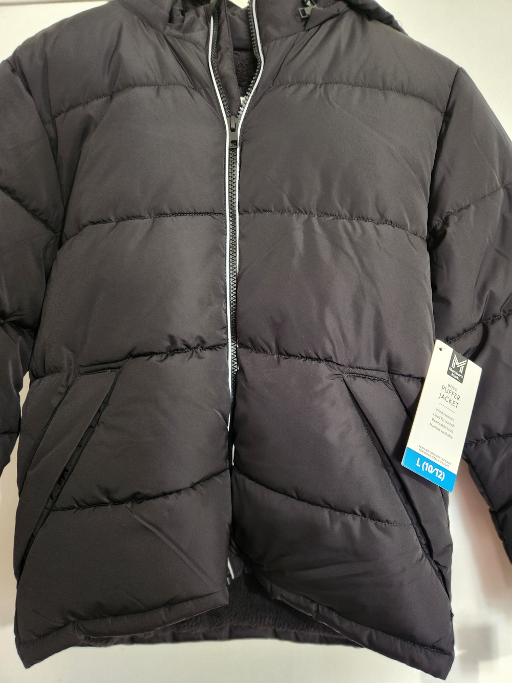 Member's Mark Kids Black Puffer Jacket with Hood